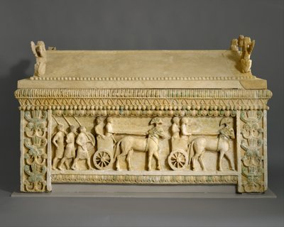 Kalkkikivisarkofagi: Amathus-sarkofagi, noin 460 eKr. (kova kalkkikivi) tekijältä Cypriot