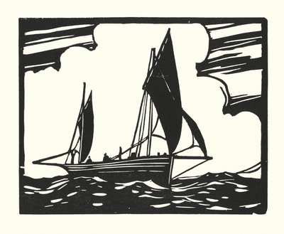 Kalastusveneet ja proomut: Brighton Clinker-Built Lugger (puupiirros). tekijältä Cyril A. Wilkinson