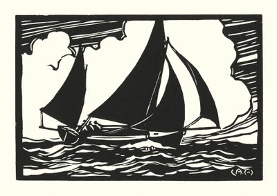 Kalastusveneet ja proomut: Falmouth Quay Punt (puuleikkaus). tekijältä Cyril A. Wilkinson