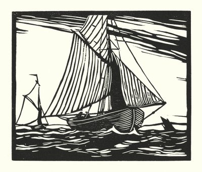 Kalastusveneet ja proomut: 1800-luvun alussa (puupiirros). tekijältä Cyril A. Wilkinson