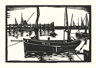 Kalastusveneet ja proomut: Folkestone Beam-Trawler (puuleikkaus). tekijältä Cyril A. Wilkinson
