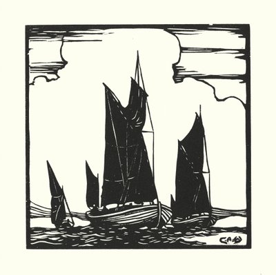 Kalastusveneet ja proomut: Hatch Boats (puupiirros). tekijältä Cyril A. Wilkinson