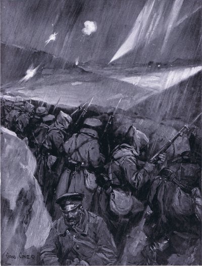 Bulgarialaiset piirittävät Adrianopolia 1912-1913, kuva Hutchinsonin kansakuntien historiasta VOL 4 c.1920-luku tekijältä Cyrus Cuneo