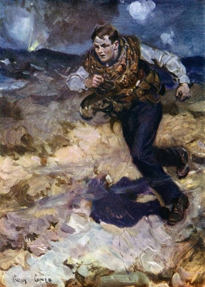 Sankarillinen middy, joka kuljettaa ammuksia vaikeuksissa oleville brittiläisille hävittäjille. tekijältä Cyrus Cuneo