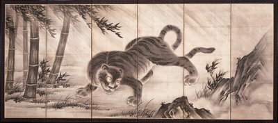 Tiger [vasemmalla parista Dragon and Tiger], 1500-luvun puoliväli (muste paperille) (katso myös 6114494) tekijältä Dōan Yamada