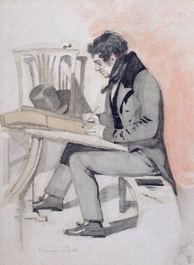 Henry Sass, n. 1830 (musta liitu, akvarelli ja kynä ja muste paperille) tekijältä Daniel Maclise