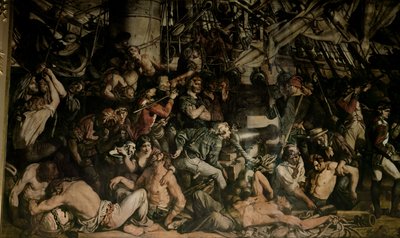 Nelsonin kuolema, yksityiskohta Victoryn alemmasta kannesta tekijältä Daniel Maclise