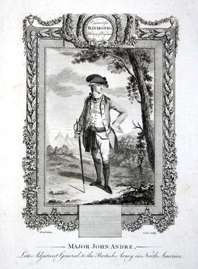 Majuri John Andre, Britannian armeijan edesmennyt kenraaliadjutantti Pohjois-Amerikassa, kaiverrus Thomas Cook (1744-1818) n. 1785 (kaiverrus) tekijältä Daniel (after) Dodd