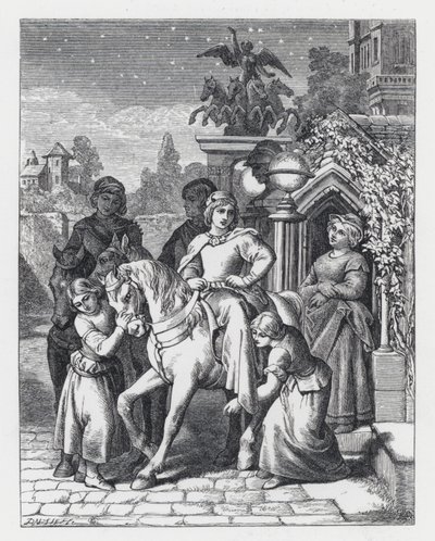 Kuvitus Tennysonin runolle Prinsessa (kaiverrus) tekijältä Daniel (after) Maclise