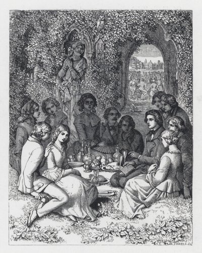 Kuvitus Tennysonin runolle Prinsessa (kaiverrus) tekijältä Daniel (after) Maclise