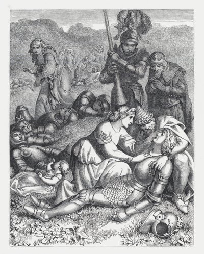 Kuvitus Tennysonin runolle Prinsessa (kaiverrus) tekijältä Daniel (after) Maclise