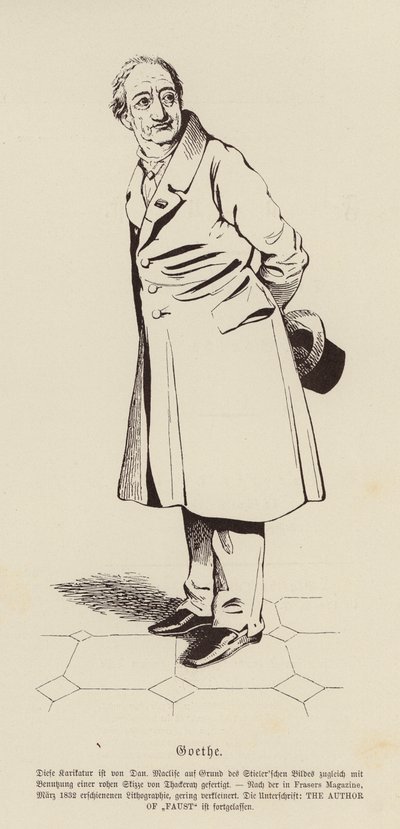 Johann Wolfgang von Goethe, saksalainen runoilija ja näytelmäkirjailija. tekijältä Daniel (after) Maclise