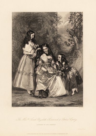 Sarah Elizabeth, Susannah ja Sophia Copley, John Copleyn tyttäret tekijältä Daniel (after) Maclise