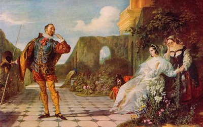 Shakespeare: Malvolio ja Olivia, kahdestoista yö, näytös III, kohtaus 4 (väri litho) tekijältä Daniel (after) Maclise