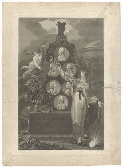 Allegoria op de Vrede van Amiens, 1802 Yleinen rauha rohkeuden tasapainon kautta Maaliskuu 1802 (otsikko esineessä) tekijältä Daniel Berger