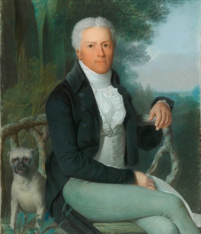 Kreivi Karl August von Hardenbergin muotokuva 1750-1822 kartanon puistossa..., c1810 tekijältä Daniel Caffe
