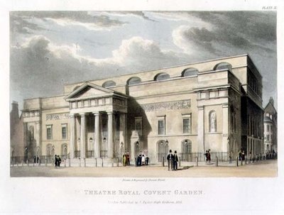 Theater Royal, Covent Garden, sa London, dinisenyo ni Robert Smirke noong 1809finn tekijältä Daniel Havell
