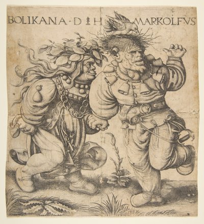 Bolinka ja Marcolfus, 1400-luvun loppu - 1500-luvun alku. tekijältä Daniel Hopfer