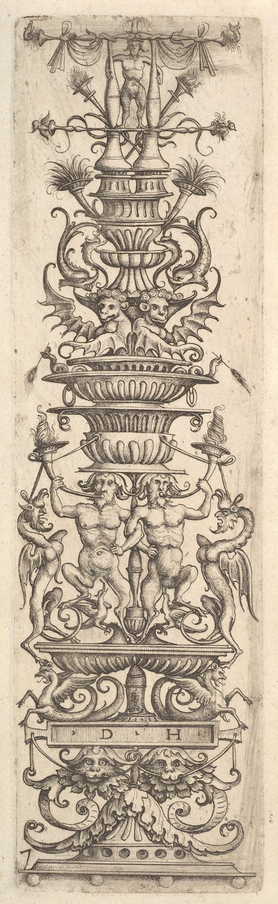 Kynttelikkö groteskki, n. 1485-1536. tekijältä Daniel Hopfer