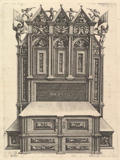 Suunnittelu sänkyyn, 1527. tekijältä Daniel Hopfer