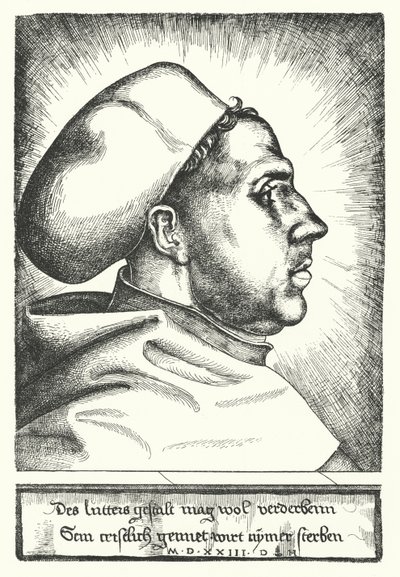 Martin Luther, saksalainen protestanttinen uskonpuhdistaja tekijältä Daniel Hopfer