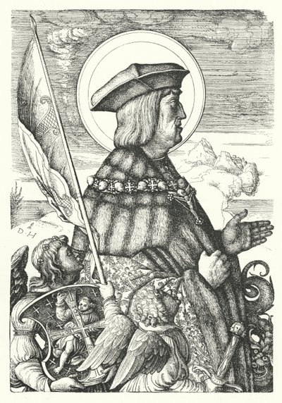 Maximilian I, Pyhän Rooman keisari, Pyhänä Yrjönä tekijältä Daniel Hopfer