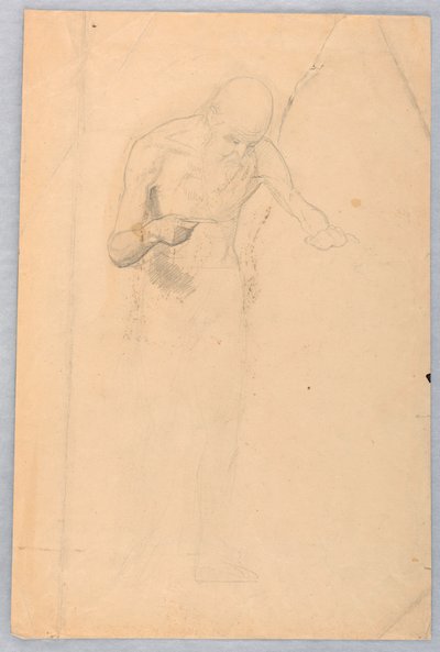 Piirros, Parrakas mies seisoo, 1852 tekijältä Daniel Huntington