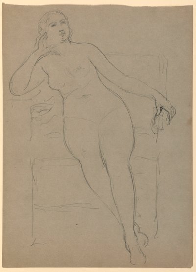 Piirustus, Naisalaston istuva nainen, 1870-80 tekijältä Daniel Huntington