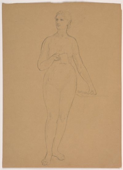 Piirustus, Naisalaston seisova nainen, 1850-60 tekijältä Daniel Huntington