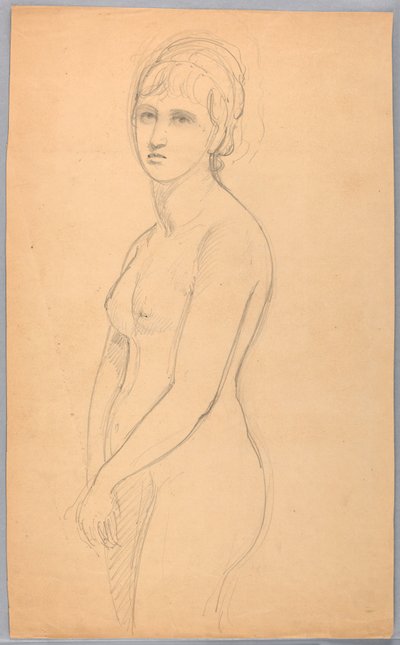 Piirustus, Naisalaston seisova nainen, 1860-70 tekijältä Daniel Huntington