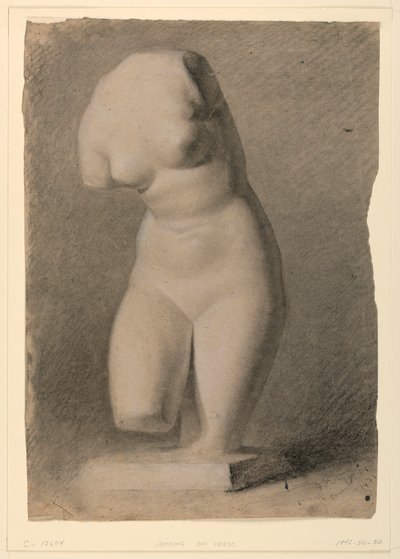 Piirustus, Naisen ylävartalo Plastista, 1840 tekijältä Daniel Huntington