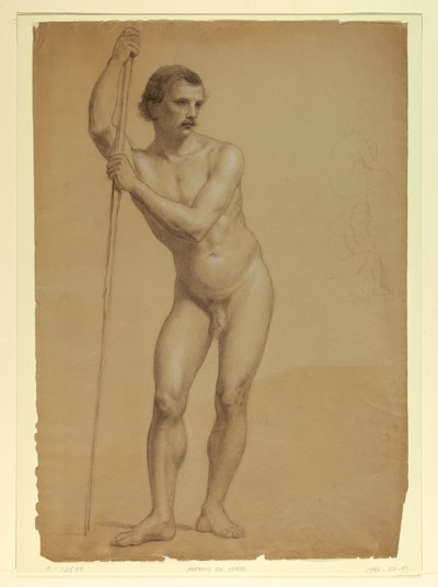 Piirros, Miesalaston seisova, kaksi S, 1866 tekijältä Daniel Huntington