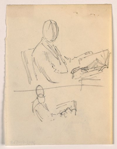 Piirros, Mies istuu kirjan kanssa, 1879-86 tekijältä Daniel Huntington