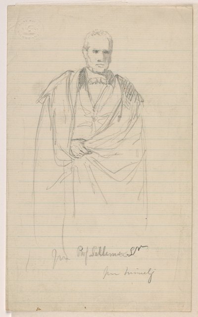 Piirustus, professori Benjamin Silliman, Sr. Seisoo; vasen: Prof. Benjamin Silliman, Sr. Istumassa, 1858 tekijältä Daniel Huntington
