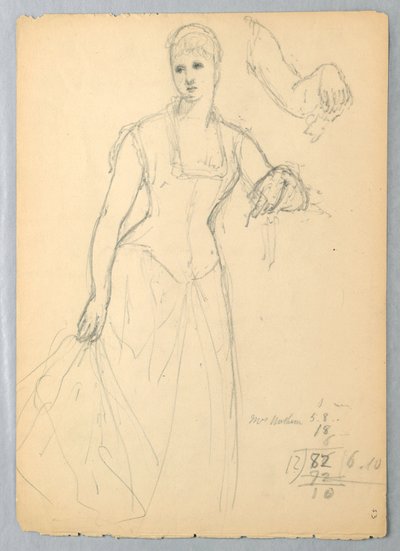 Piirustus, luonnos Bella Worshamin muotokuvaan, 1878 tekijältä Daniel Huntington