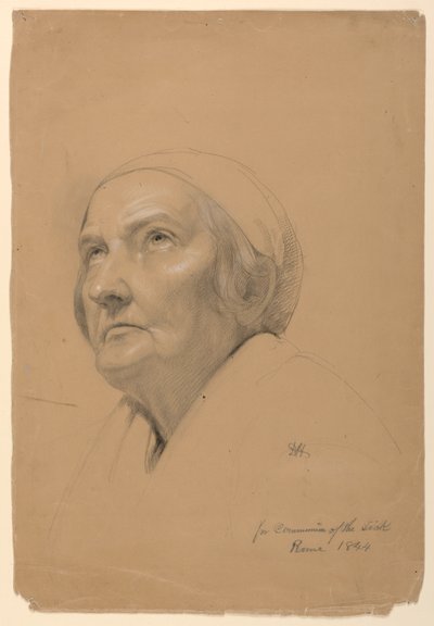 Piirros, tutkimus "Sairaiden ehtoollinen", 1844. tekijältä Daniel Huntington