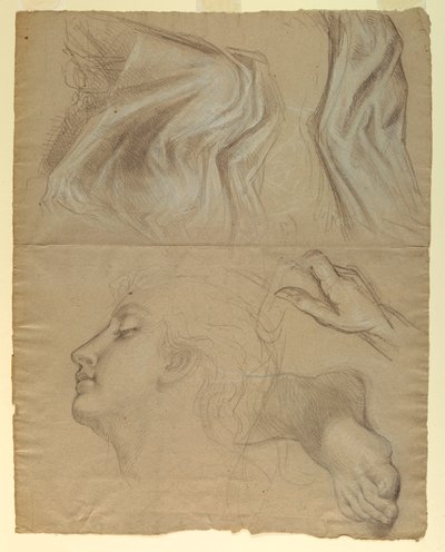 Piirros, luonnos "Oikeus ja Pe", 1878 tekijältä Daniel Huntington
