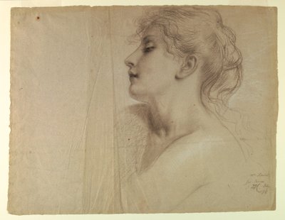 Piirustus, tutkimus "Oikeus ja Pe", 7. heinäkuuta 1878. tekijältä Daniel Huntington