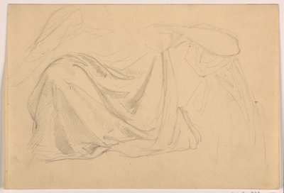 Piirustus, luonnos "Oikeudenmukaisuus ja rauha", Draperia, 1878-86. tekijältä Daniel Huntington