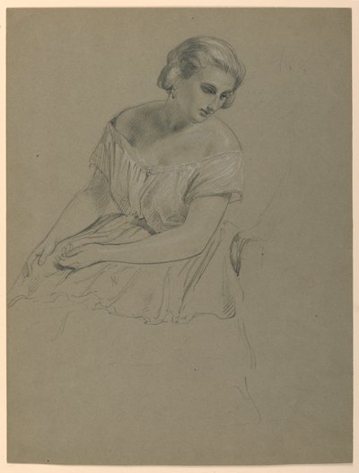 Piirustus, luonnos "Martha Washingtonin vastaanotto", 1860 tekijältä Daniel Huntington