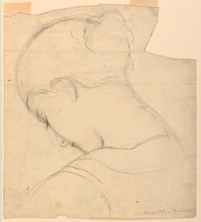 Piirustus, Tutkimus "Roomalainen tyttö", naisen pää, 1841 tekijältä Daniel Huntington