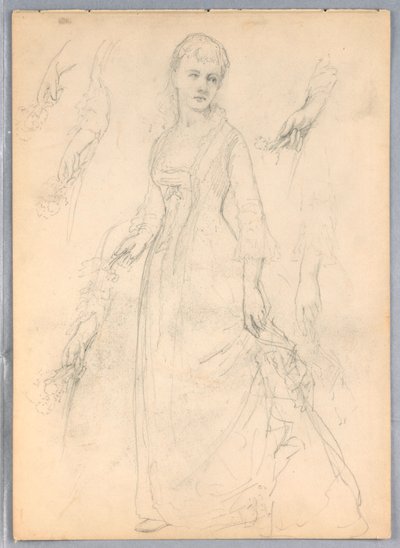 Piirustus, Tutkimus "Tizian Showing", 1872 tekijältä Daniel Huntington