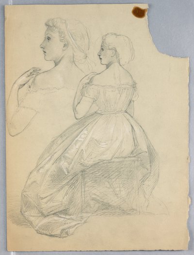 Piirustus, Tutkimus "Tizian Showing", 1872 tekijältä Daniel Huntington
