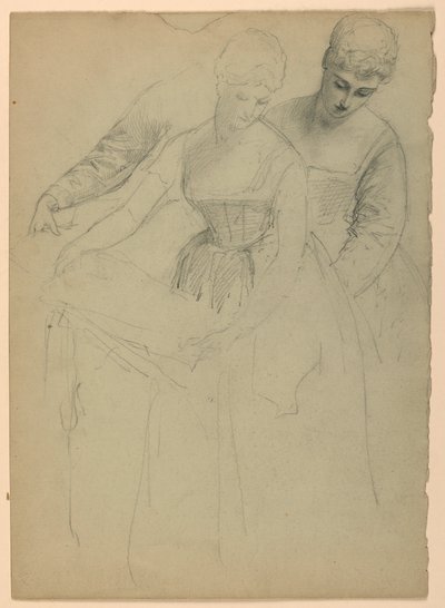 Piirros, nainen seisoo, erillinen, 1860 tekijältä Daniel Huntington