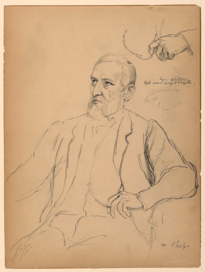 John Jay Phelps istuu, erillinen käsi ja ketju -tutkimus tekijältä Daniel Huntington