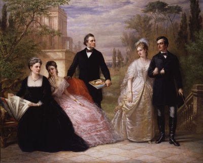 Kenttäperhe puutarhassa, 1869. tekijältä Daniel Huntington