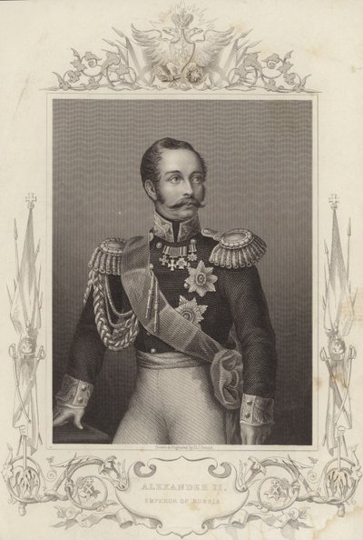 Aleksanteri II, Venäjän keisari (18181881) (kaiverrus). tekijältä Daniel John. Pound
