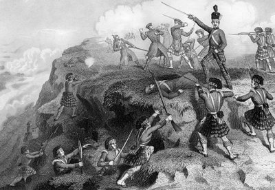 Ylämaalaiset hyökkäämässä Venäjän redouttia vastaan, Alman taistelu, 1854, 1857 tekijältä Daniel John Pound