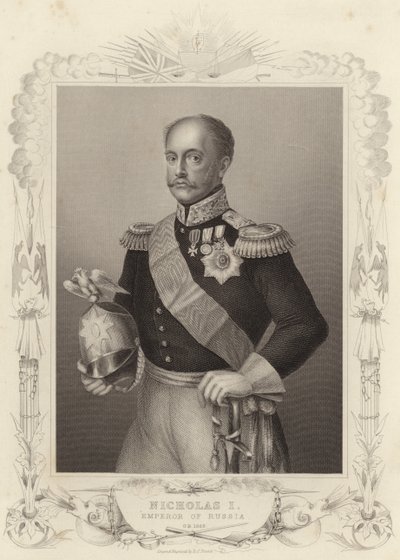 Tsaari Nikolai I, Venäjän keisari (kaiverrus) tekijältä Daniel John. Pound