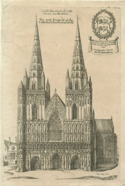 Lichfield Cathedral - West Front: kaiverrus ja [?1600-luvun loppu] tekijältä Daniel King